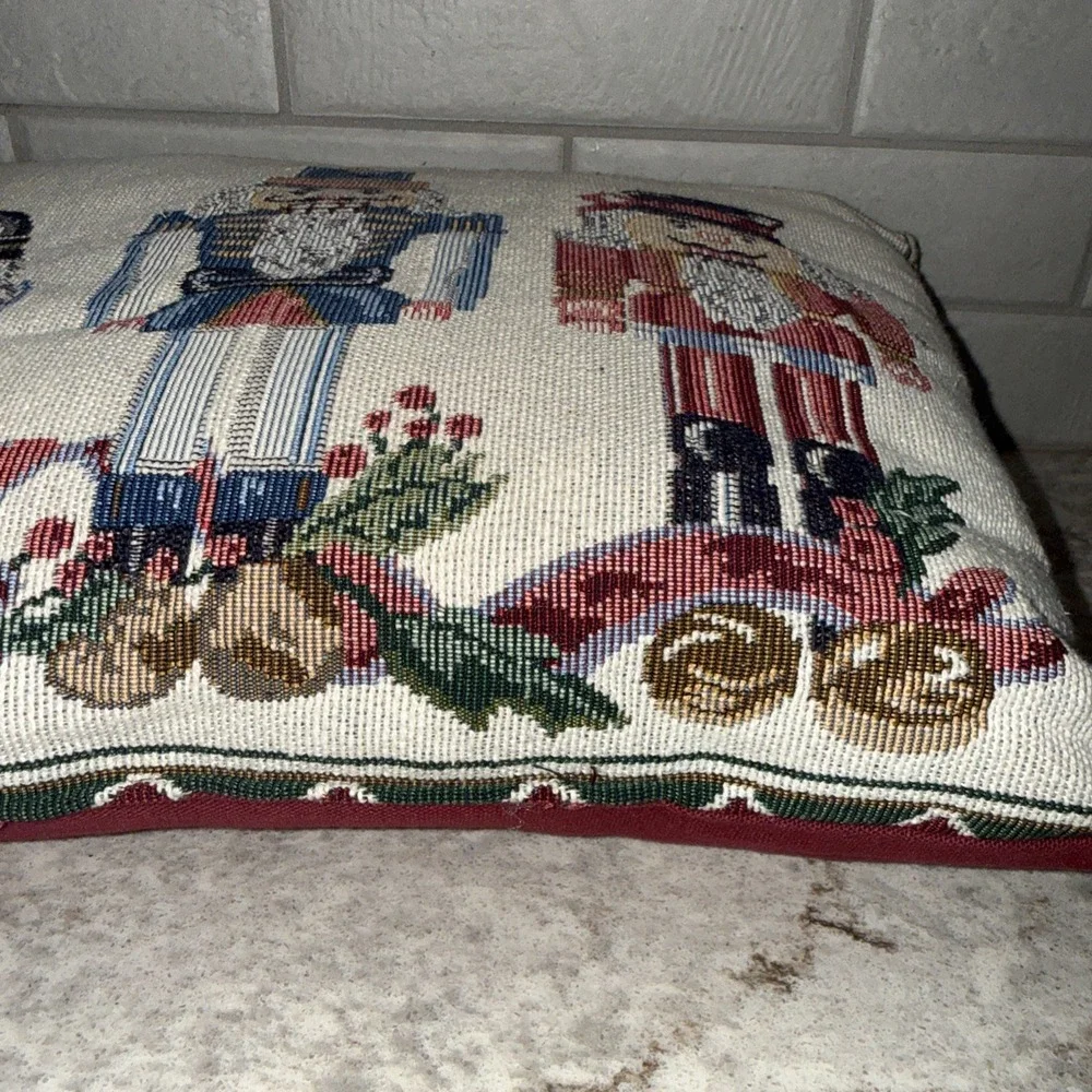 Nutcracker Tapestry Accent Throw Decorative Pillow Christmas Holiday 15X11 In